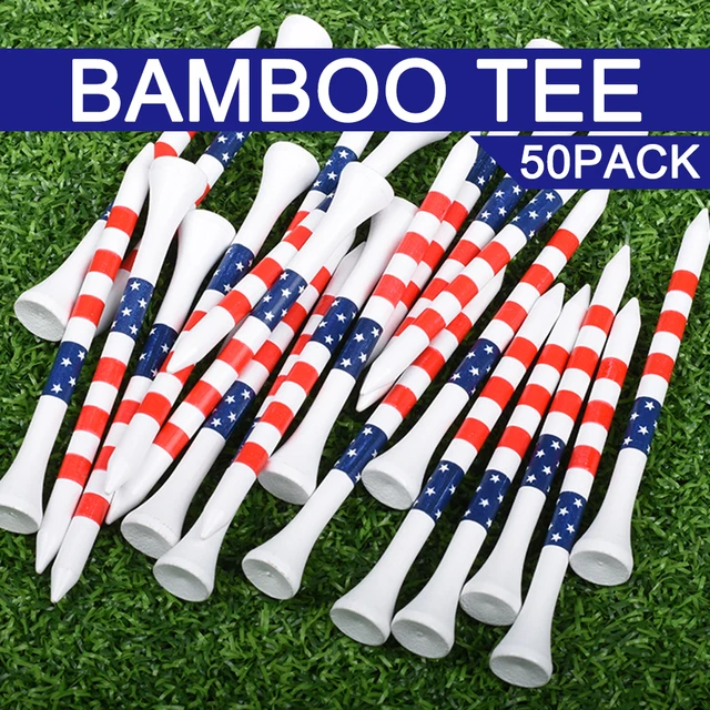 50 sztuk Trwałe bambusowe koszulki golfowe w stylu flagi amerykańskiej o długości (3-1/4 '' i 2-3/4'') Uchwyt na piłkę golfową Trening golfowy Koszulki treningowe