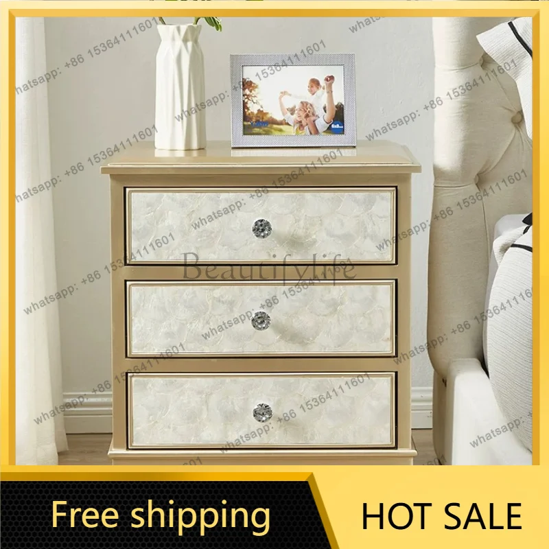 LJY Minimalistic Drawer Nightstands Drawer Elegant Unique Bedside Table Drawer Wood Space Saving Mesitas De Noche Furniture For