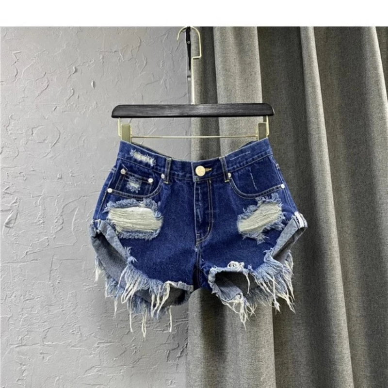 Black Denim Shorts Women\'s Vintage Edges Jeans Shorts Ladies New Summer Korean Low-rise Hot Sale Pants Straight Jean Femme Q549