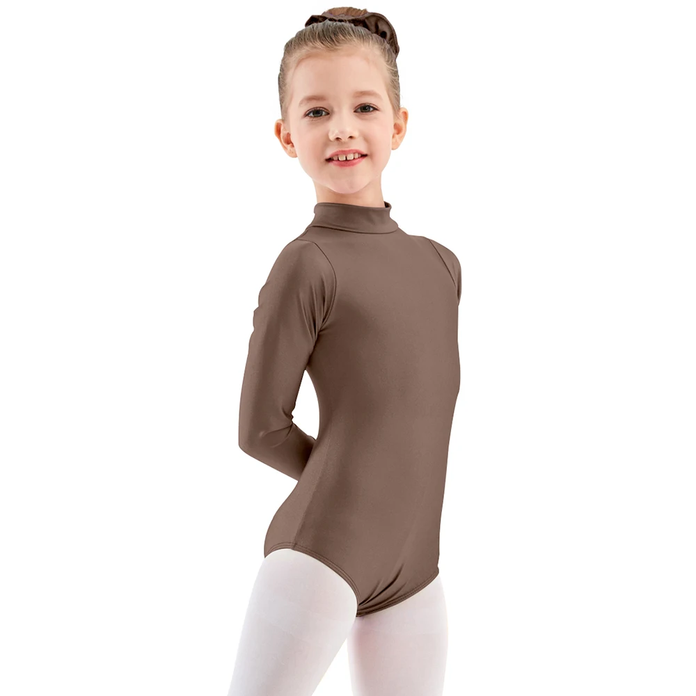 AOYLISEY Kids Basic Ballet Leotard Long Sleeve Turtleneck Girls Gymnastics Spandex Toddler Baby Romper Dance Costumes