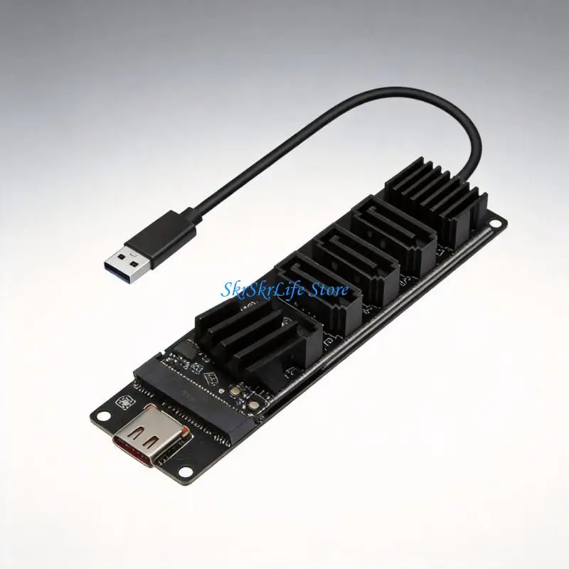 E65E 5 Port SATA3.0 Expansion Card With USB 3.2 Gen1 and Type C Interfaces for HDD Storage Drive Adapter