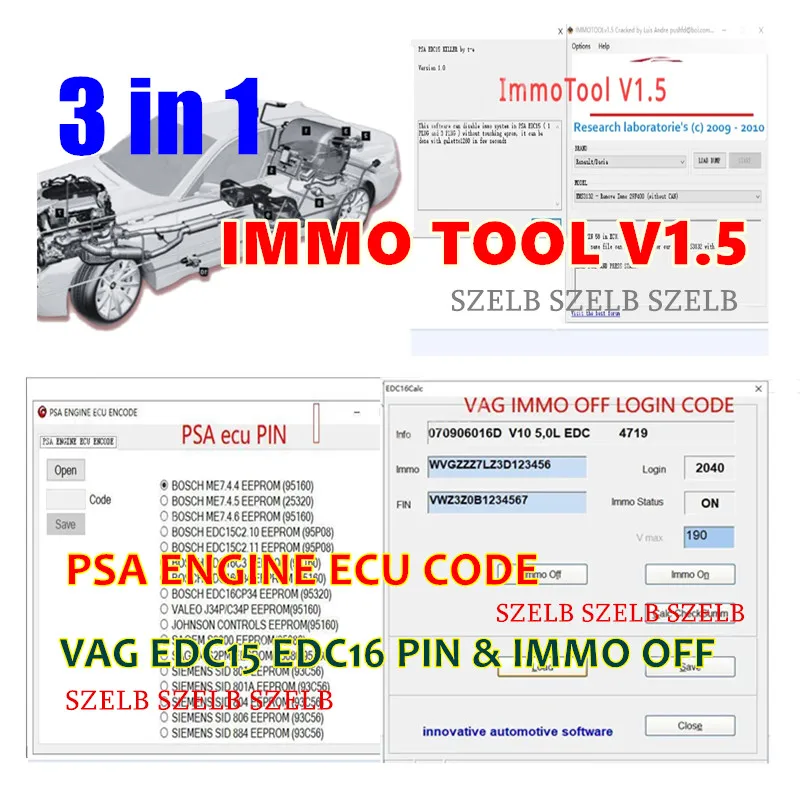

КОД ЭБУ ДВИГАТЕЛЯ PSA + ImmoTool V1.5 +VAG EDC15 EDC16 PIN & IMMO OFF Bypass Immobilizer для EEPROM Disable Immo in PSA EDC15