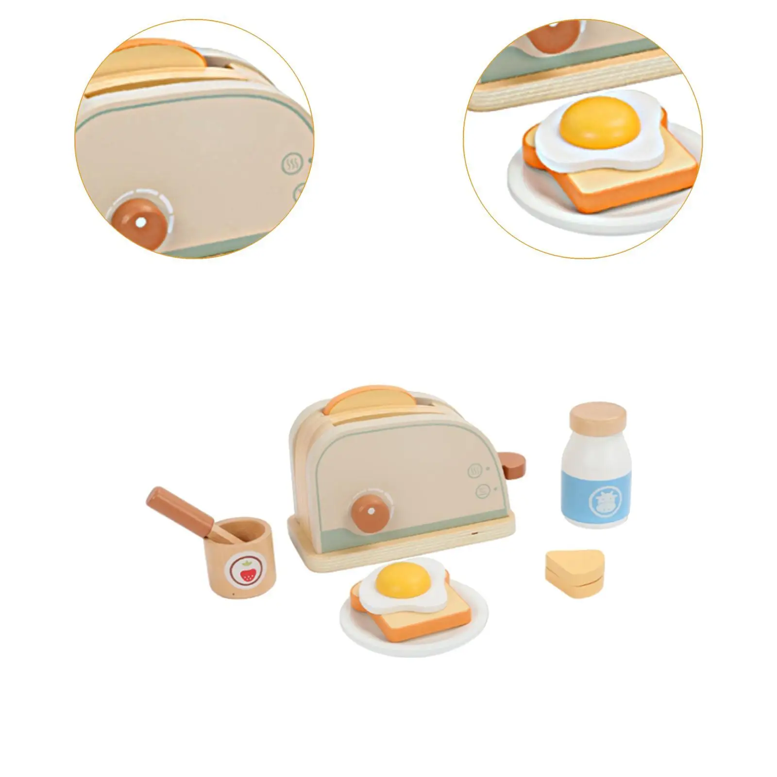 Wooden Toaster Set with Wooden Bread for Children Toddlers Birthday Gifts
