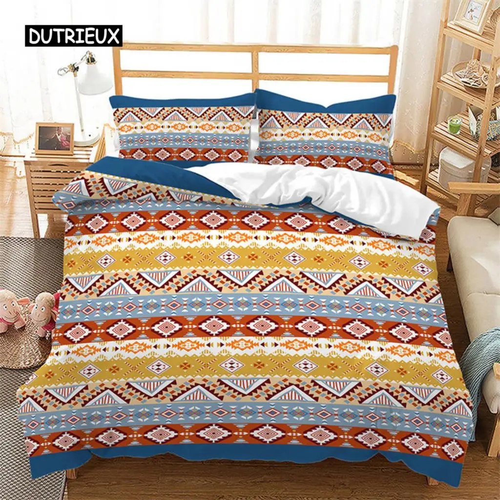 Bohemia Geometric Duvet Cover Queen For Girls Adult Room Microfiber Mandala Comforter Cover Floral Folk Art Abstract Bedding Set