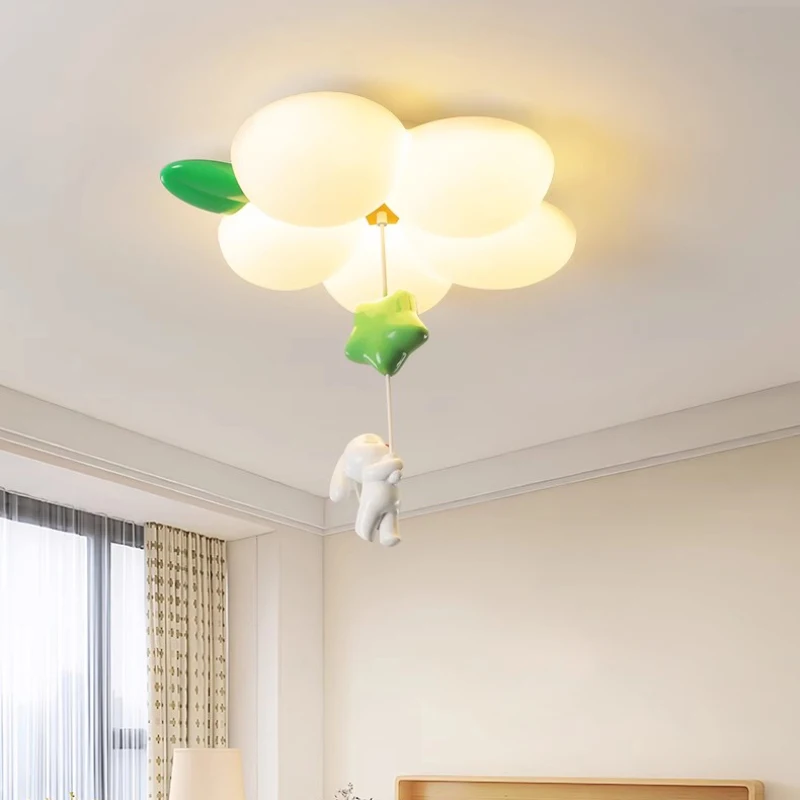 Children's Room Ceiling Lights LED Flower Petal Rabbit Light Cute Modern Warm Baby Room Nursery Boy Girl Bedroom Ceiling Lamps