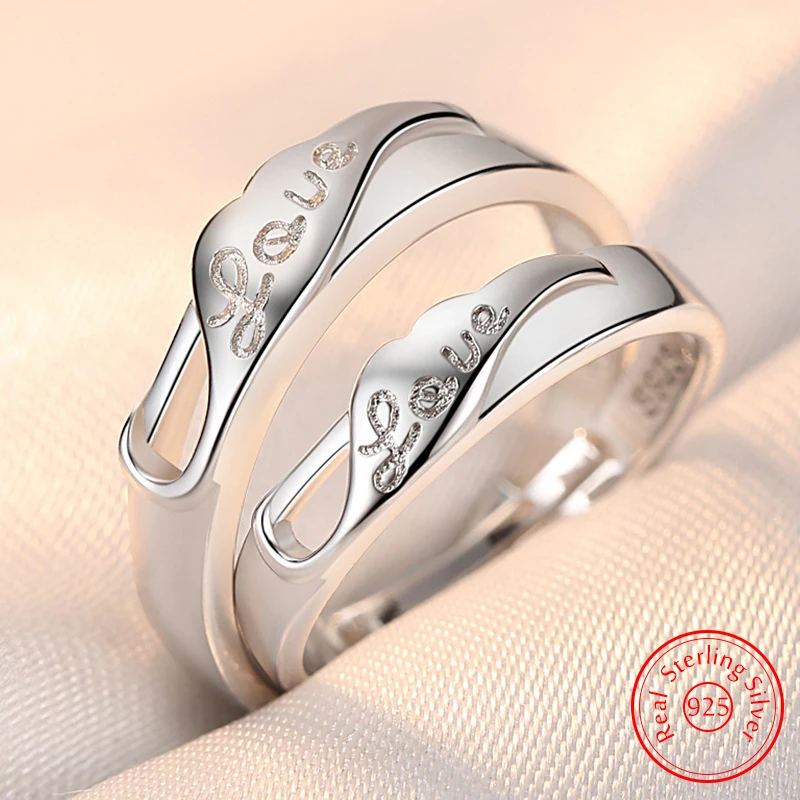 

High Quality Gift Jewelry Women's Fashion Wing Love 925 Sterling Silver Couple Rings For Men XY0364