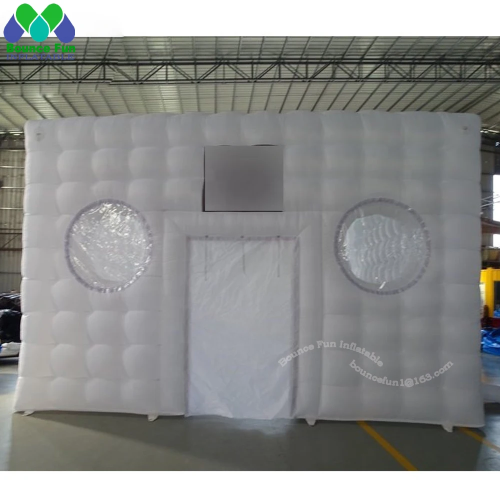 Carpa inflable grande con iluminación Led para Club nocturno, carpa inflable portátil con ventanas para eventos, carpa de cubo blanco, carpa cúbica para fiestas