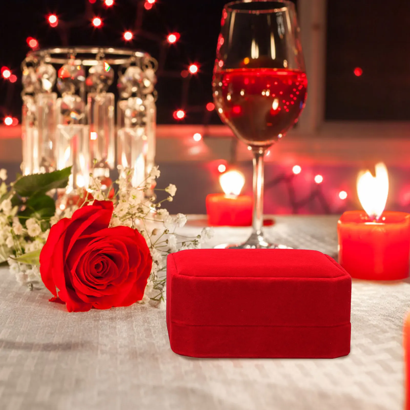 

2 Pcs Flannel Jewelry Box Square Container Storage Travel Velvet Case Gift Boxes for Engagement Wedding Anniversary