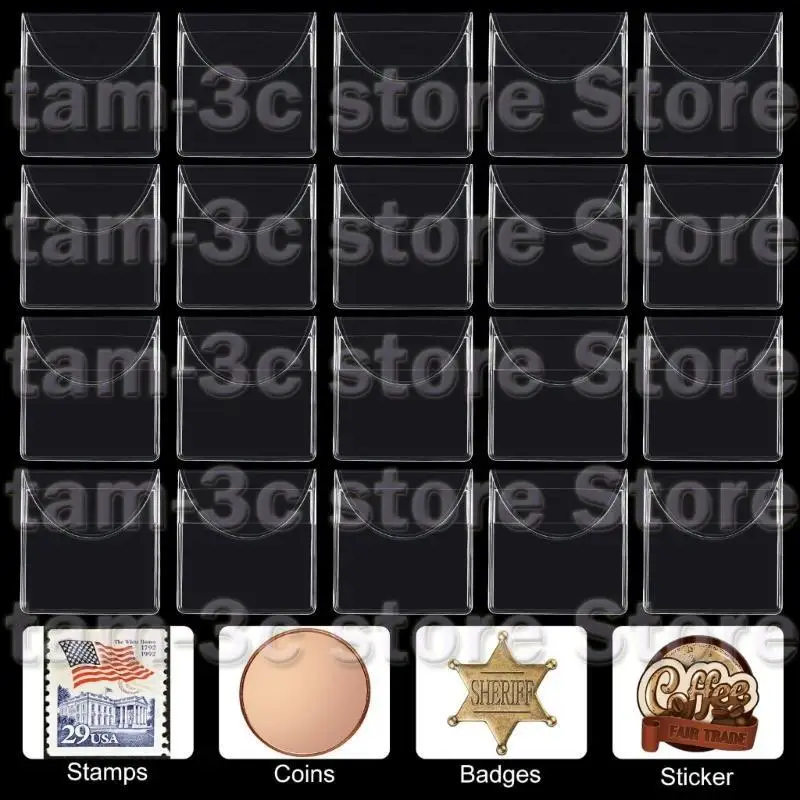 D0UA 50pcs 2 pulgadas monedas bolsillo individuales Protectores monedas plástico Pinguas moneda Soportes