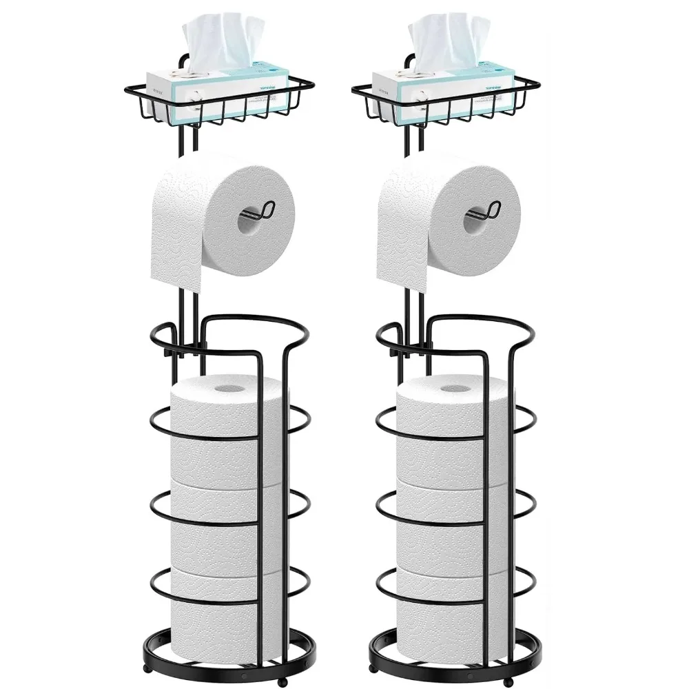 

Toilet Paper Holder Stand with Shelf, Bathroom Freestanding Toilet Paper Stand with 4 Rolls Paper