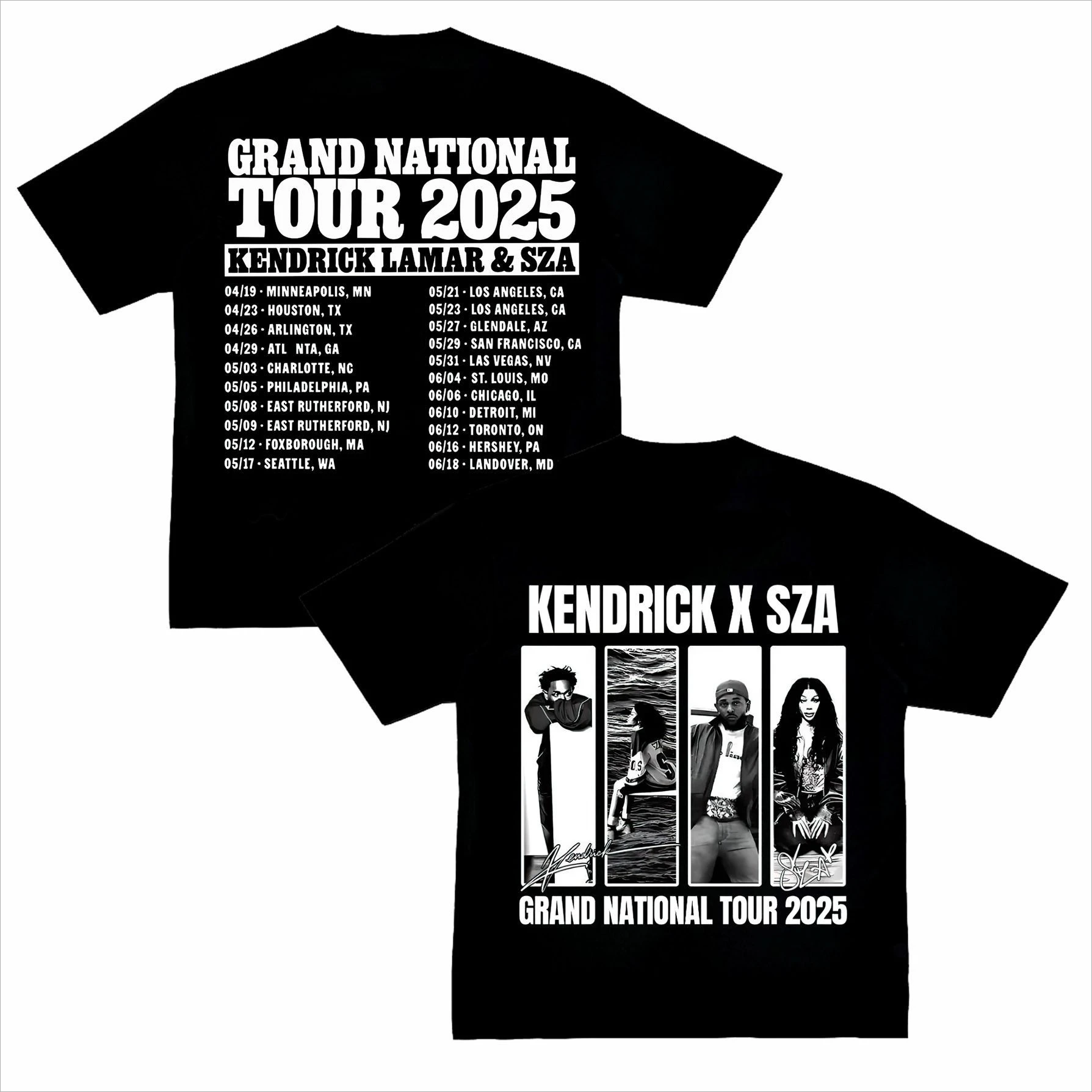 

Kendrick Lamar SZA 2025 Global Tour Fan Support Pure Cotton Loose American Short-sleeved T-shirt