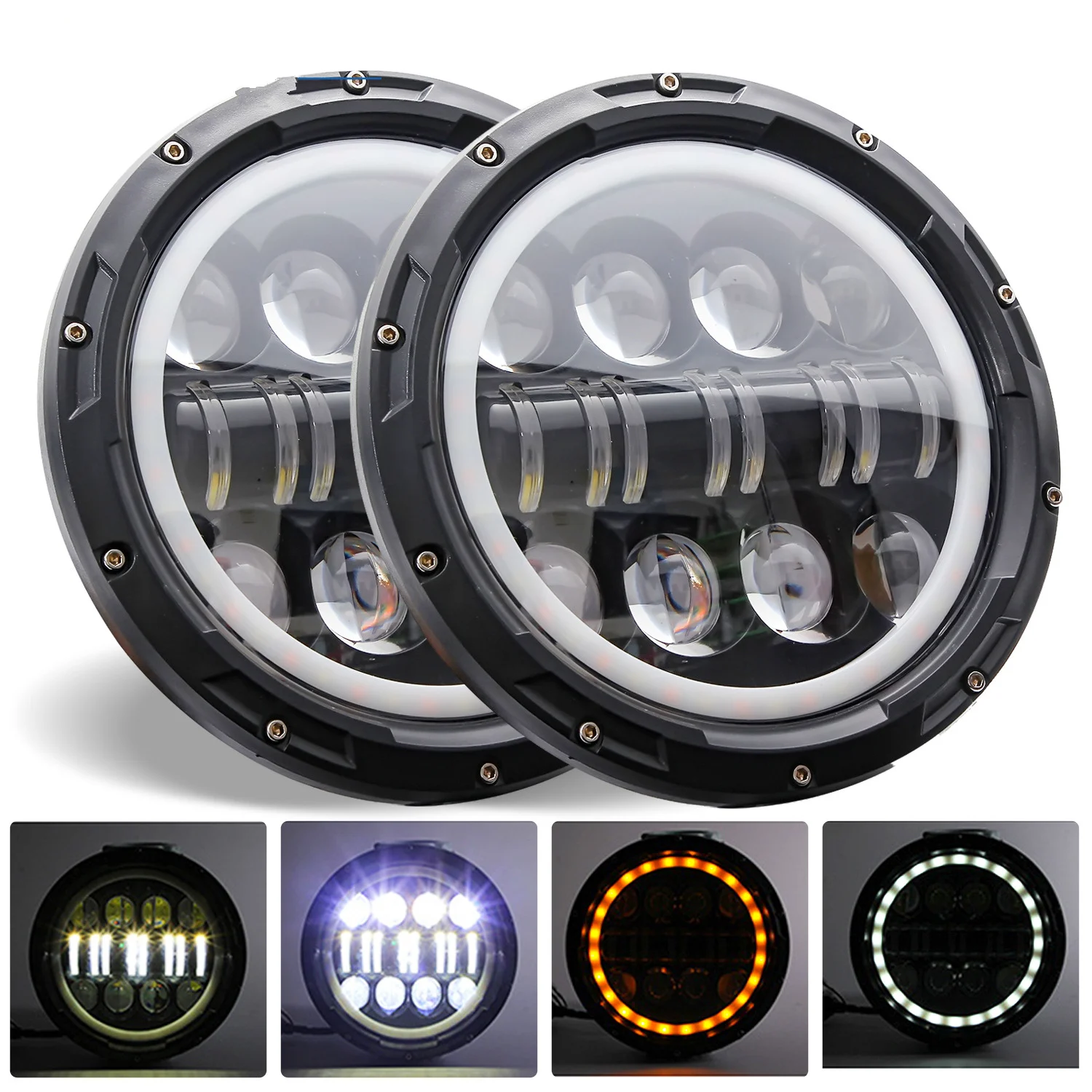 7inch LED Headlight DRL For Jeep Wrangler TJ JK LJ CJ 7inch for Land Rover Defender for Nissan Patrol Y60 Hummer H1&H2 Lada 4X4