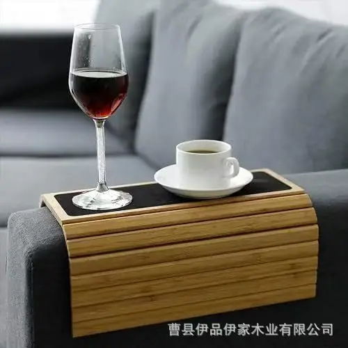 Foldable Bamboo Sofa Armrest Tray Table