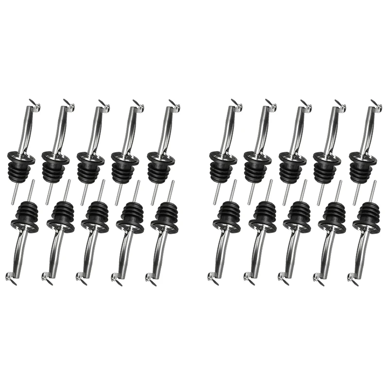 

20-Pack Stainless Steel Wine Pourers Liquor Pour Spouts Set For Wine Liquor Olive Oil Coffee Syrup Vinegar Bottles