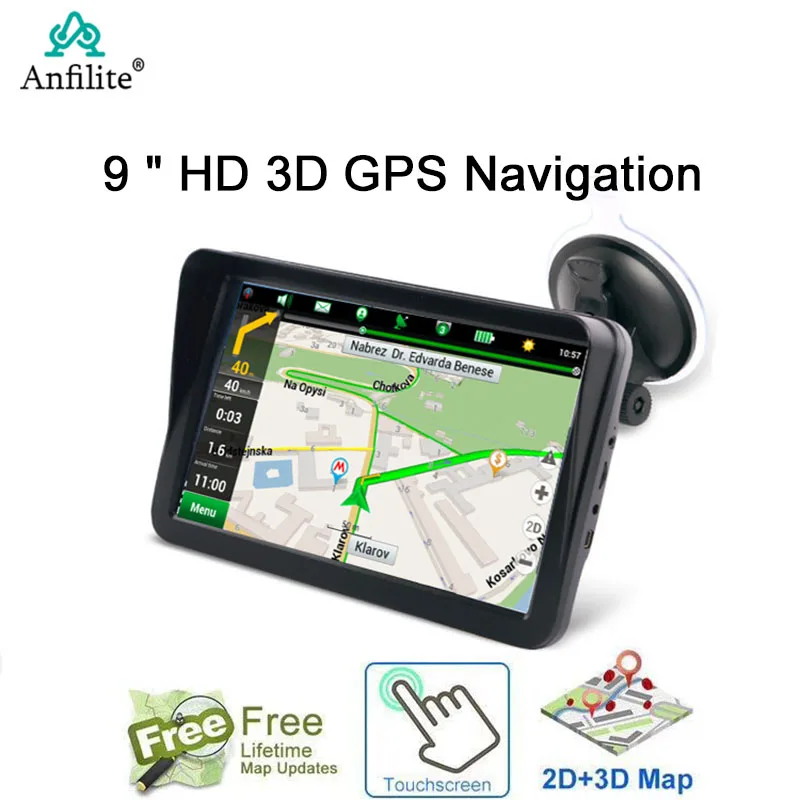 

Anfilite 9 Inch HD Vehicle Bluetooth GPS Truck GPS Navigator 256MB+8GB AVIN Rearview Mirror Rearview Camera Navitel free EU map