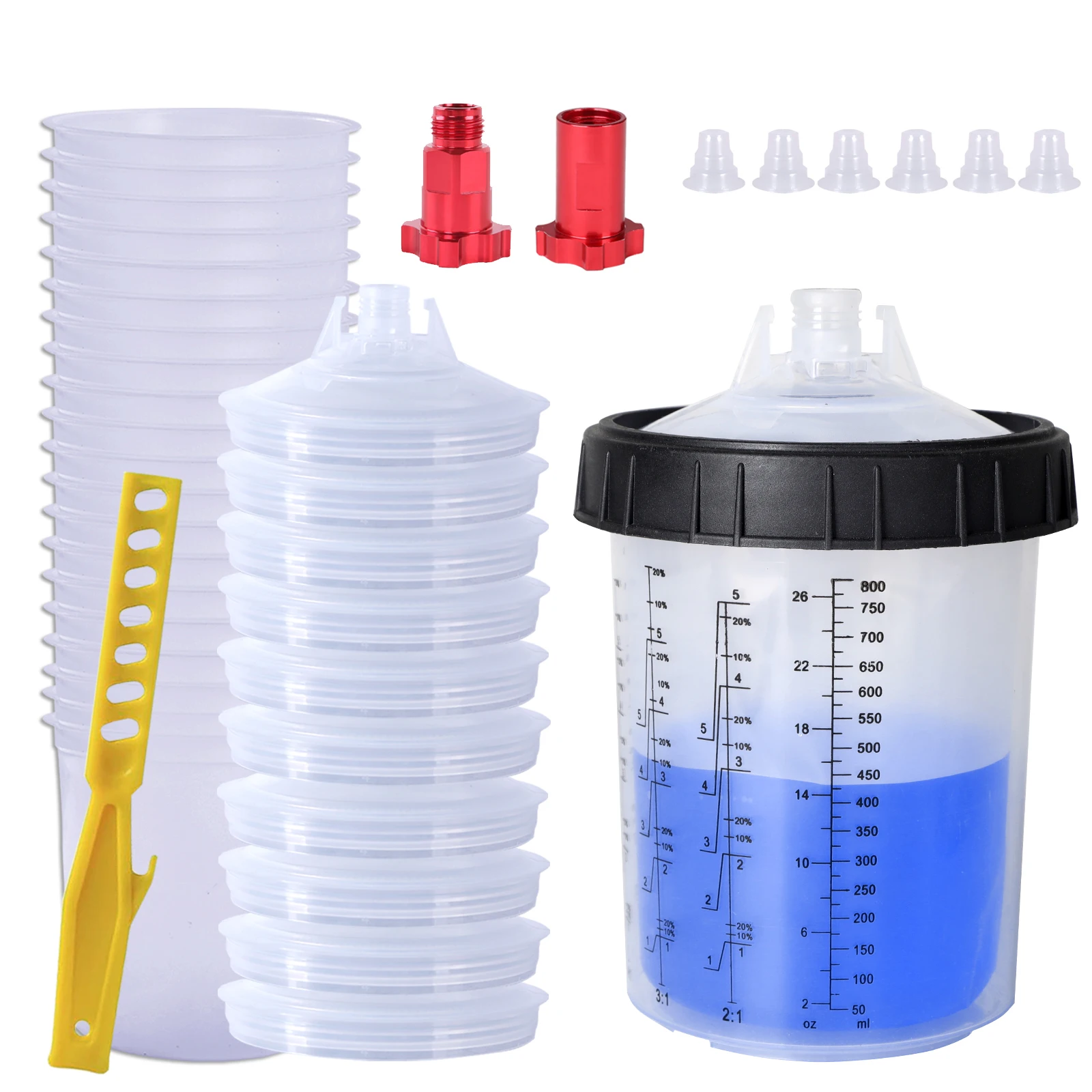 

10pcs Spray Gun Paint Mixing Cup, H/O Quick Cup, 800ml Spray Gun Reservoir, Disposable Paint Cup