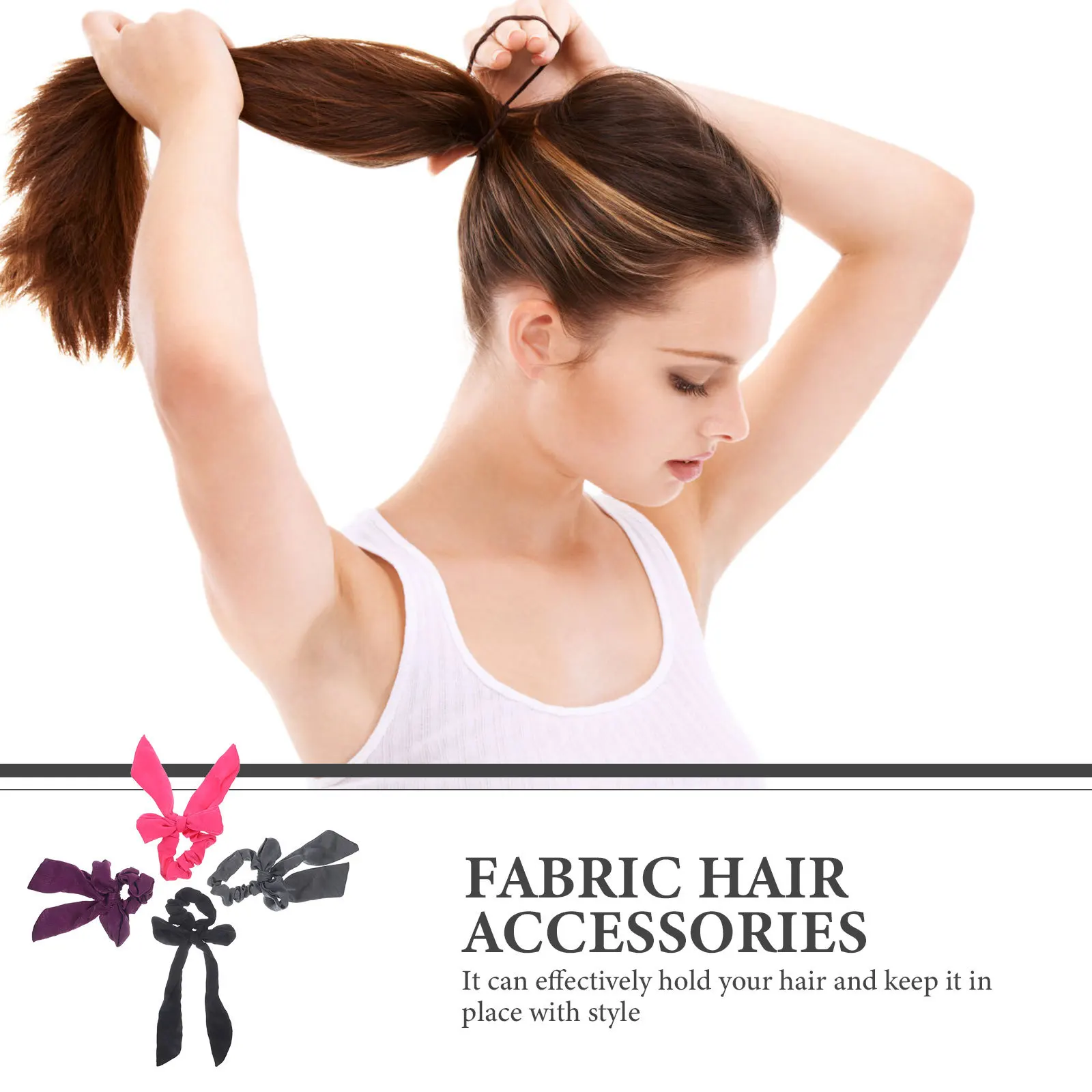 4 Buah Ikat Rambut Pita Satin Ikat Rambut Elastis untuk Wanita dan Anak Perempuan, Cocok untuk Pemakaian Kasual, Hadiah Ikat Rambut Pita