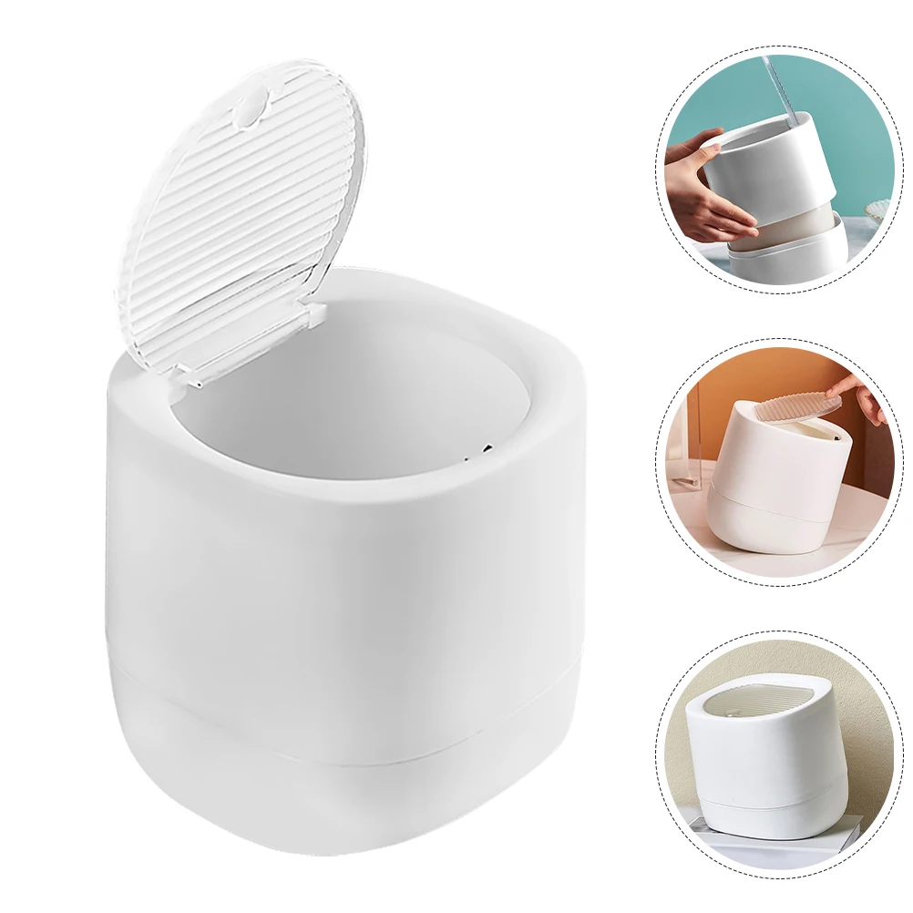 

Stylish Mini Trash Can Compact Plastic Garbage Bin With Lid Small Waste Basket For Bedroom Bathroom Dorm Room Kitchen