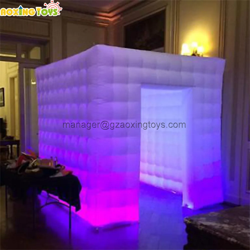 

2.2m/2.4m/3m Air Inflatable Photo Booth 360 Backdrop Square Tent Night Club Party Tent With LED Light For Wedding Event