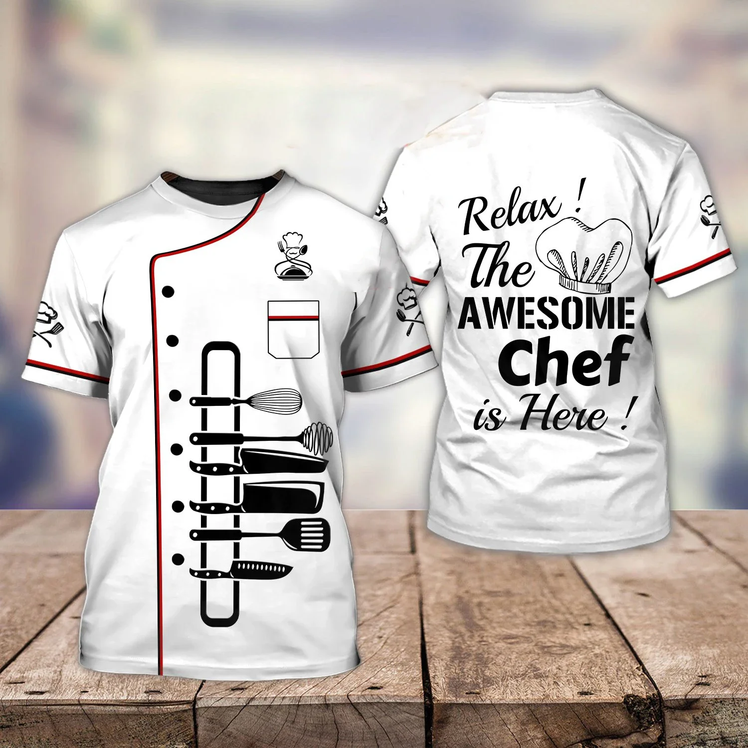 Chef Shirt Men\'s T-shirts 3D Custom Printed Men\'s Clothing O-Neck Oversized Cheap Short Sleeve Tops Fashion Punk Streetwear 6xl