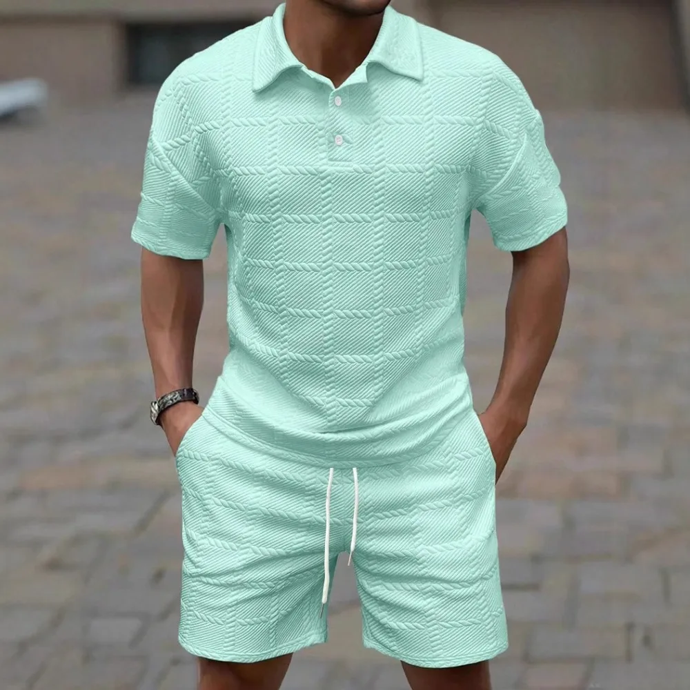

Pure Color Fashionable Casual Men's Short-sleeved Suit Comfortable and Breathable