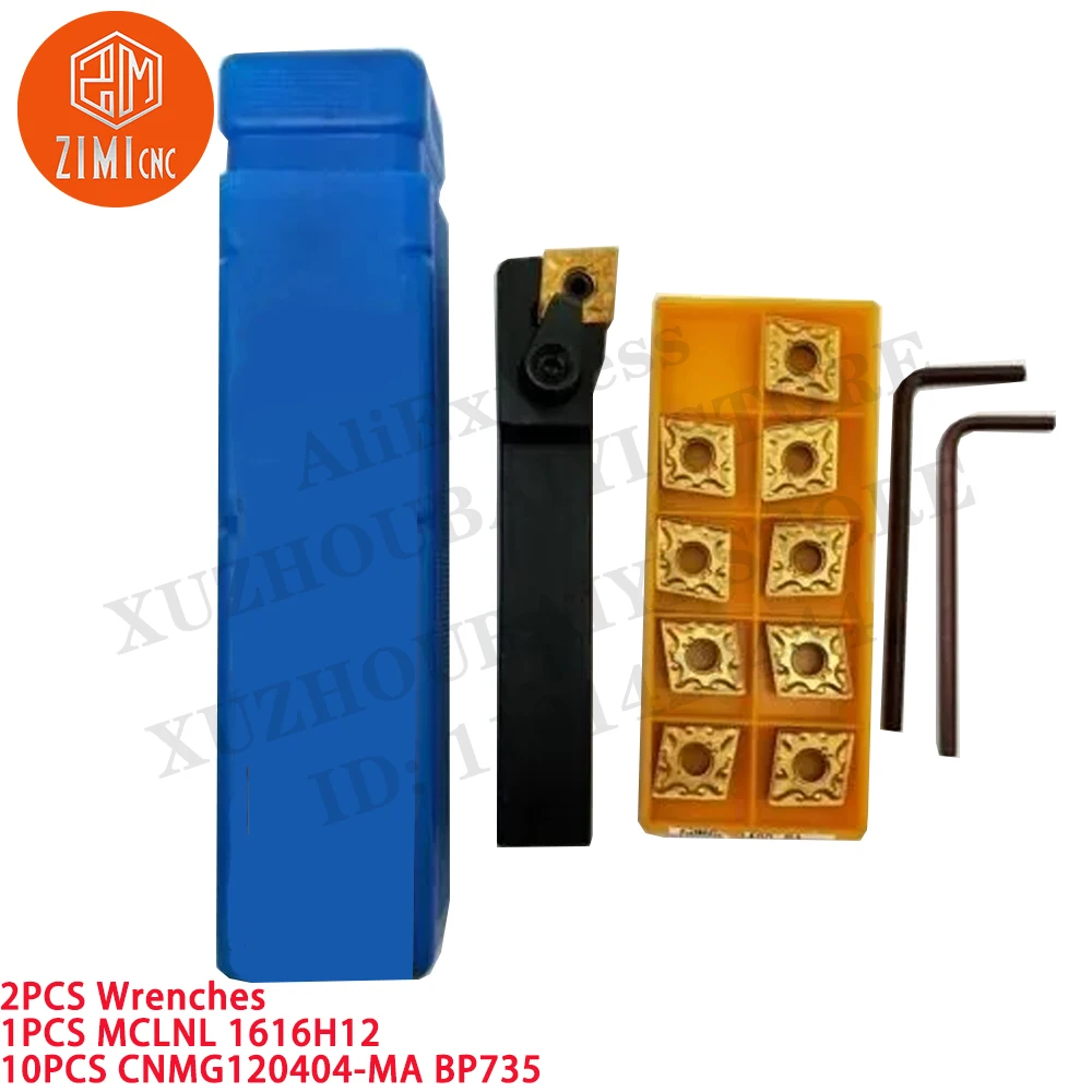 

1PCS MCLNL1616H12 Lathe Turning Tool Holder + 10PCS CNMG120404-MA BP735 CNC cutting tools metal lathe mechanical Carbide Inserts