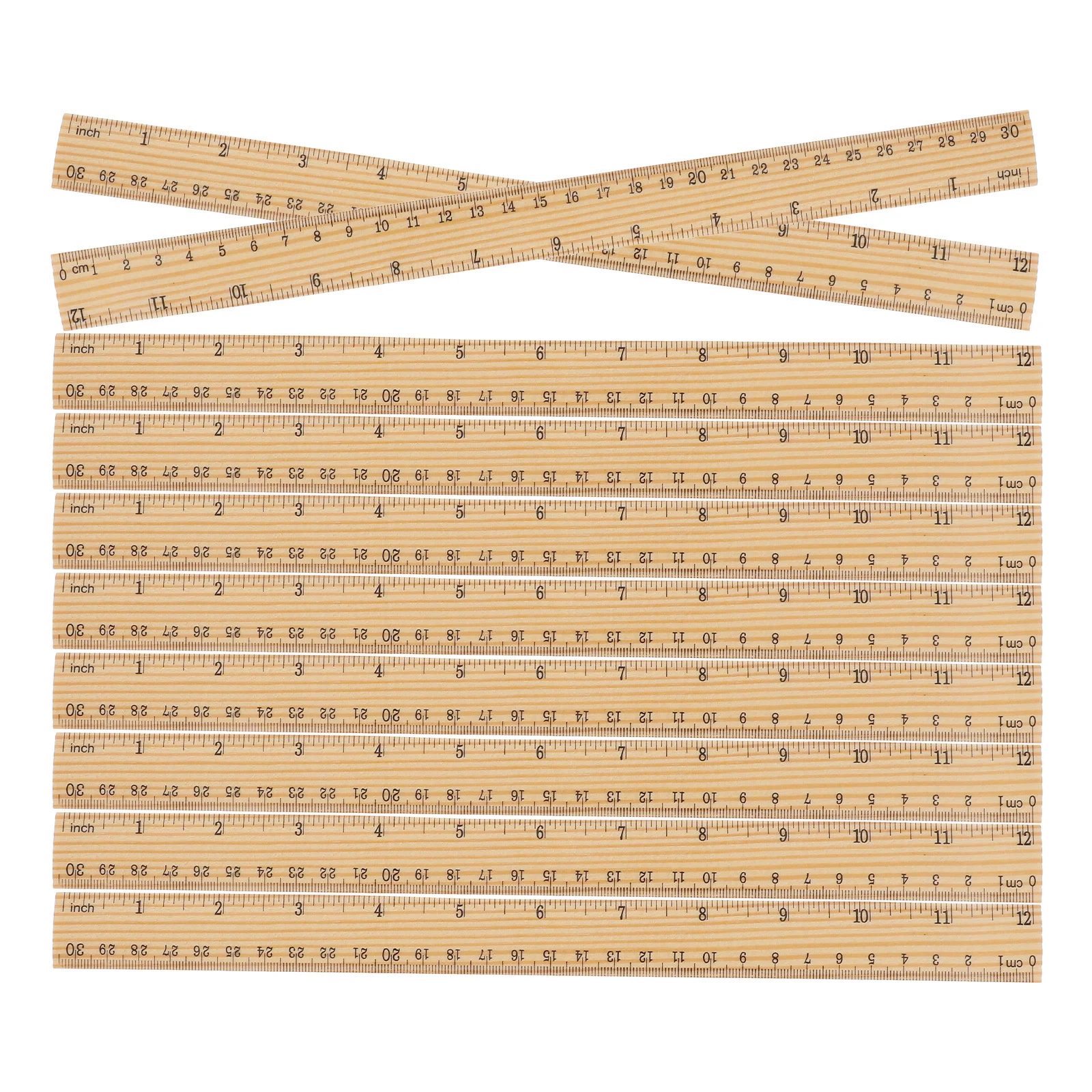 10Pcs Wooden Ruler Deformation Resistant Versatile Measuring Tool for Drawing Cutting Studying Wood Craft Rulers
