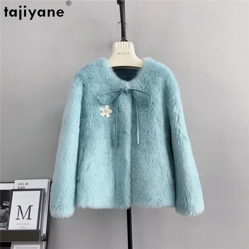 

Pure Tajiyane Color 100% Sheep Shearing Jacket for Women 2024 Short Wool Coat Korean Fashion Composite Fur Coats Casaco Feminino