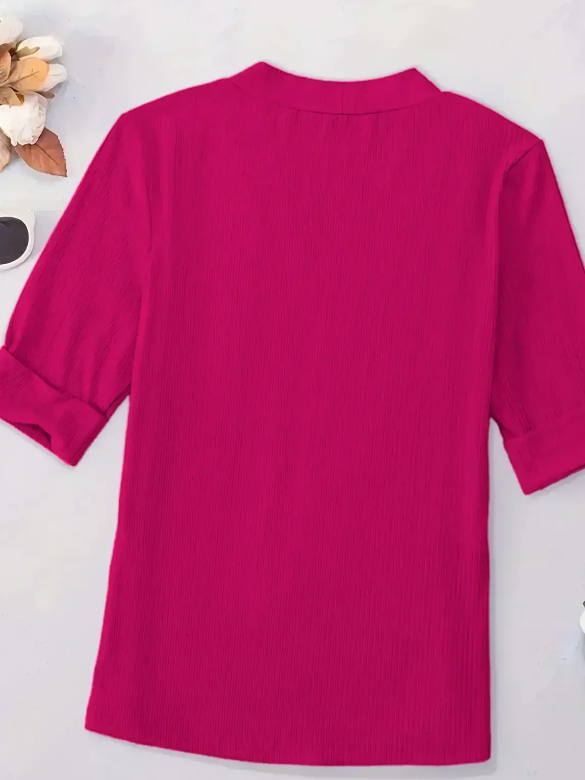 Plus Size 1XL-5XL Damski Casual V Neck Solid Color T-Shirt Top Kobiety Plus Size Odzież Obcisła Moda V-neck CasualShort Sleeve