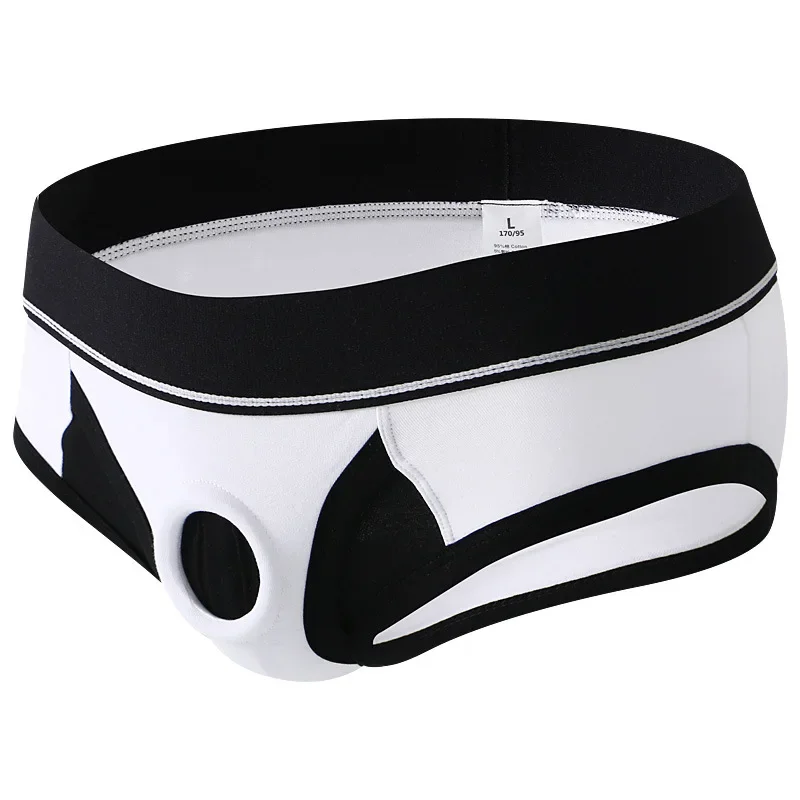 Мужское эротическое силиконовое кольцо для пениса, короткое нижнее белье, хлопковое открытое полые БДСМ, эротический костюм с уплотнительным кольцом, трусики, аксессуары для рейва