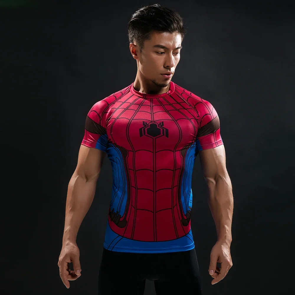 New Summer Spiderman Men T Shirt Fashion Compression Comics Cosplay Costume T-Shirt Men Tops Tees Bodybuilding Mens Clothing