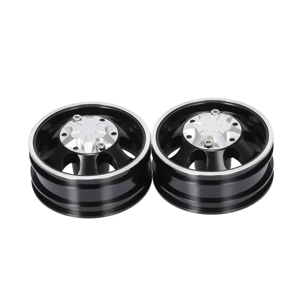 

2PCS RC Car Metal Trailer Front Rear Hub Rim 7 Spokes for 1/14 Tamiya Tractor Truck RC Climber Trailer