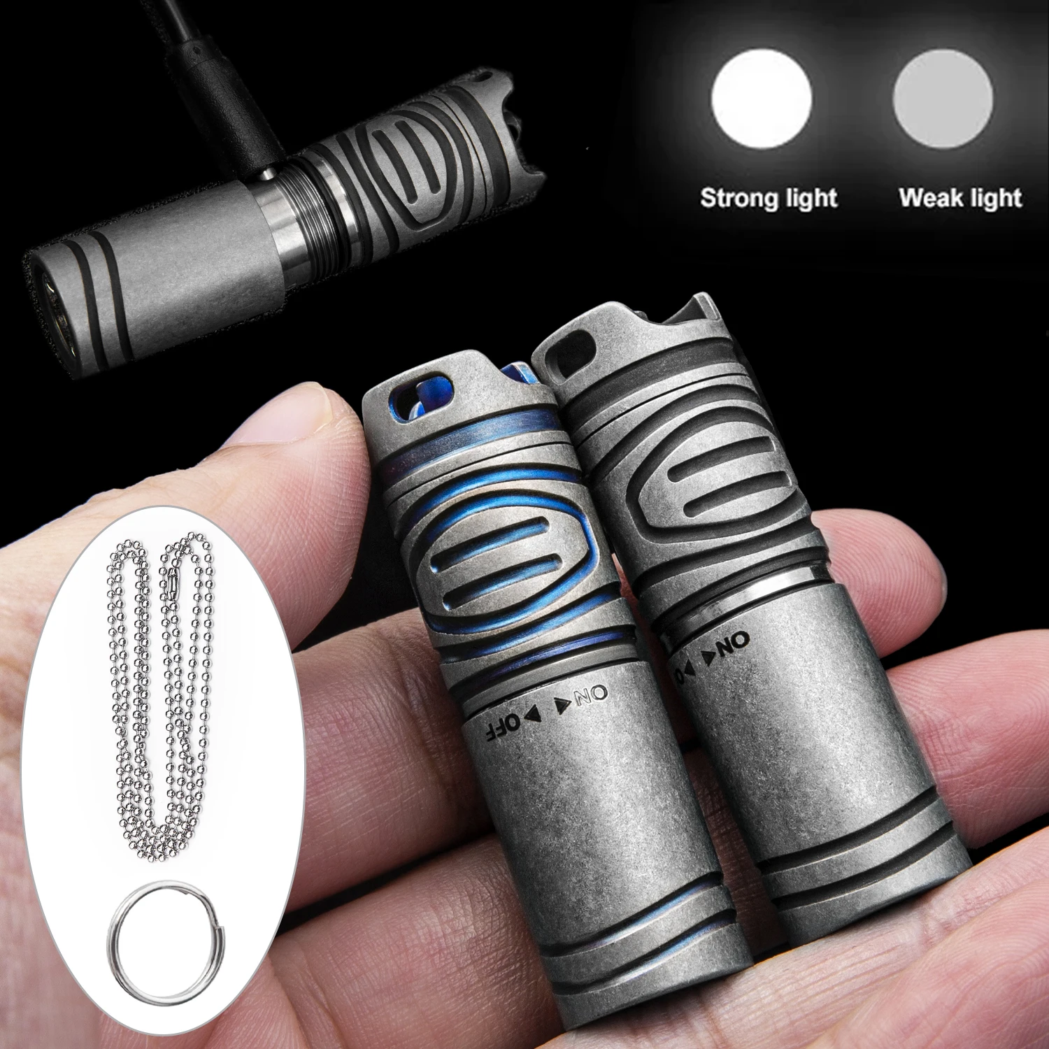 Titanium Alloy Small Flashlight USB Rechargeable Keychain Tool Combination Mini Portable EDC Camping Night Fishing