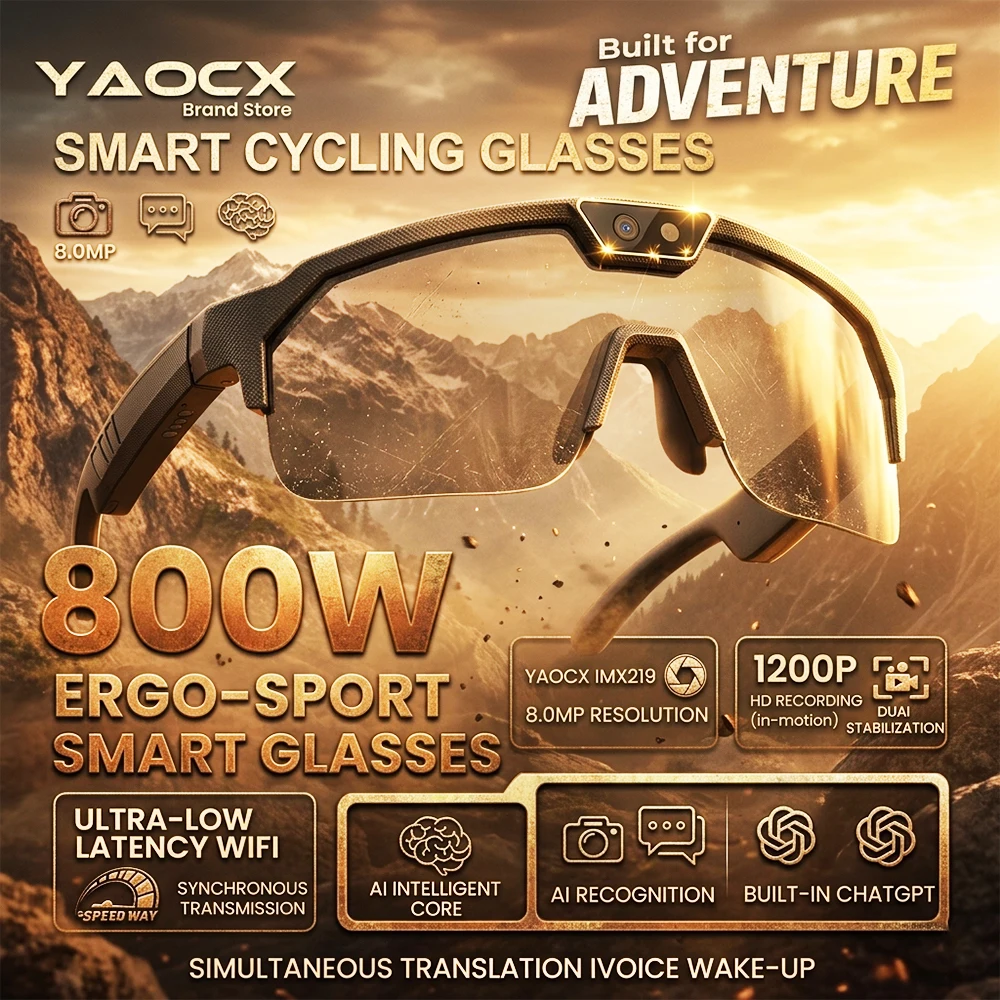 

800W HD Otdoor Shooting Smart Glasses 1200P Video Recording AI Assistant Dual Microphone Noise Reduction Sports Smart Glasses