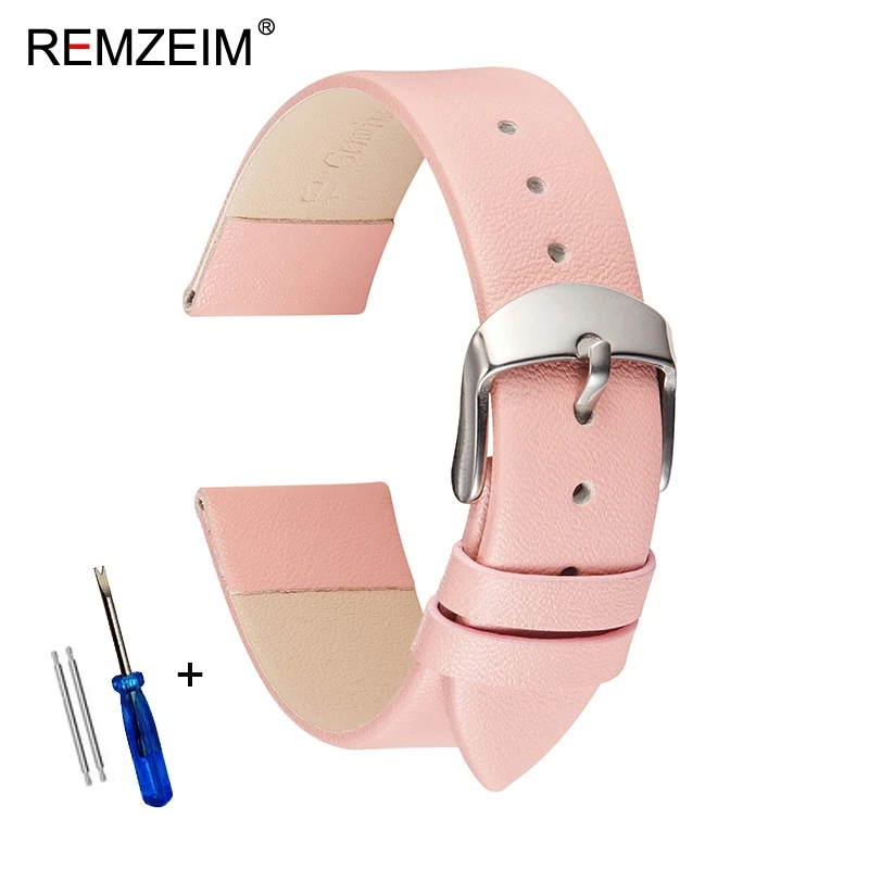 Ultradünnes, weiches Echtleder-Uhrenarmband, 14 mm, 16 mm, 18 mm, 20 mm, 22 mm, Weiß, Schwarz, Rosa, Braun, Lederarmband – Detail 10