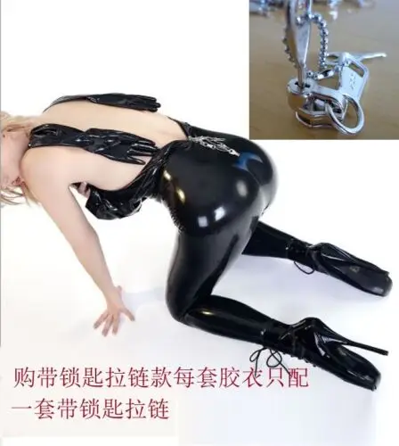 

latex catsuit with gloves toes back Two Lockable Zip 0.4mm custom made