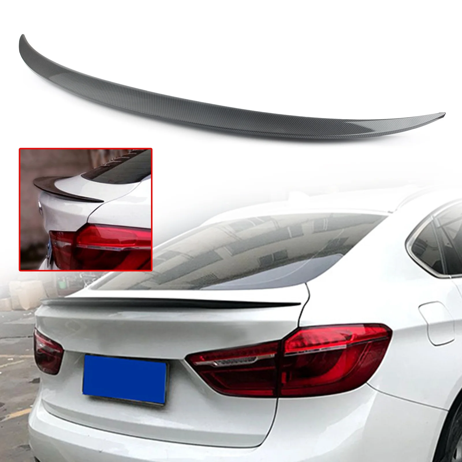 

Carbon Fiber Look ABS Rear Trunk Spoiler Wing Lip Fit For BMW X6 E71 2008-2014