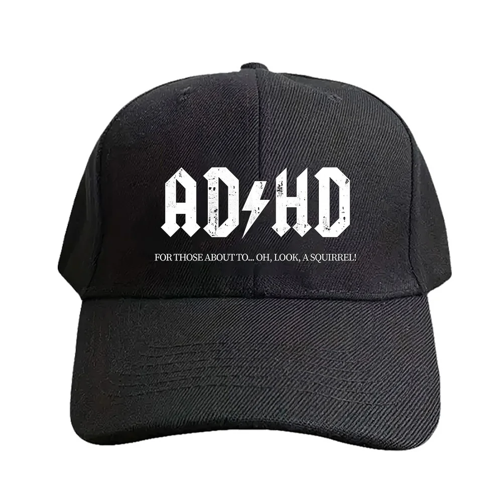 ADHD für diejenigen, die sich fragen: „Oh, schauen Sie sich das Eichhörnchen an“ – Mütze für Erwachsene, modische, lässige, verstellbare, bedruckte Baseballkappe, Trucker-Kappe