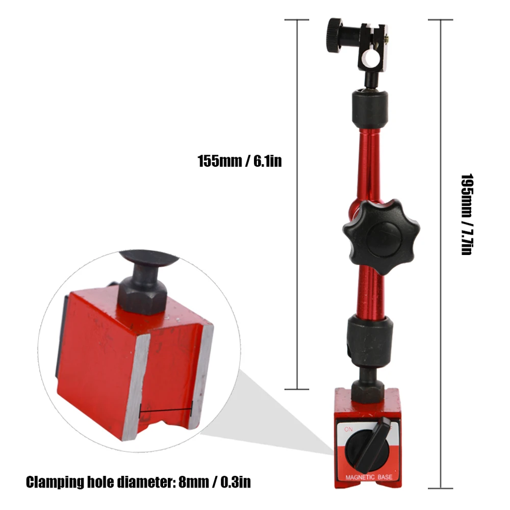 Dial Indicator Magnetic Holder Dial Bore Gauge Magnetic Stand Base Micrometer Measure Tools Hour Type Indicator Comparator Watch