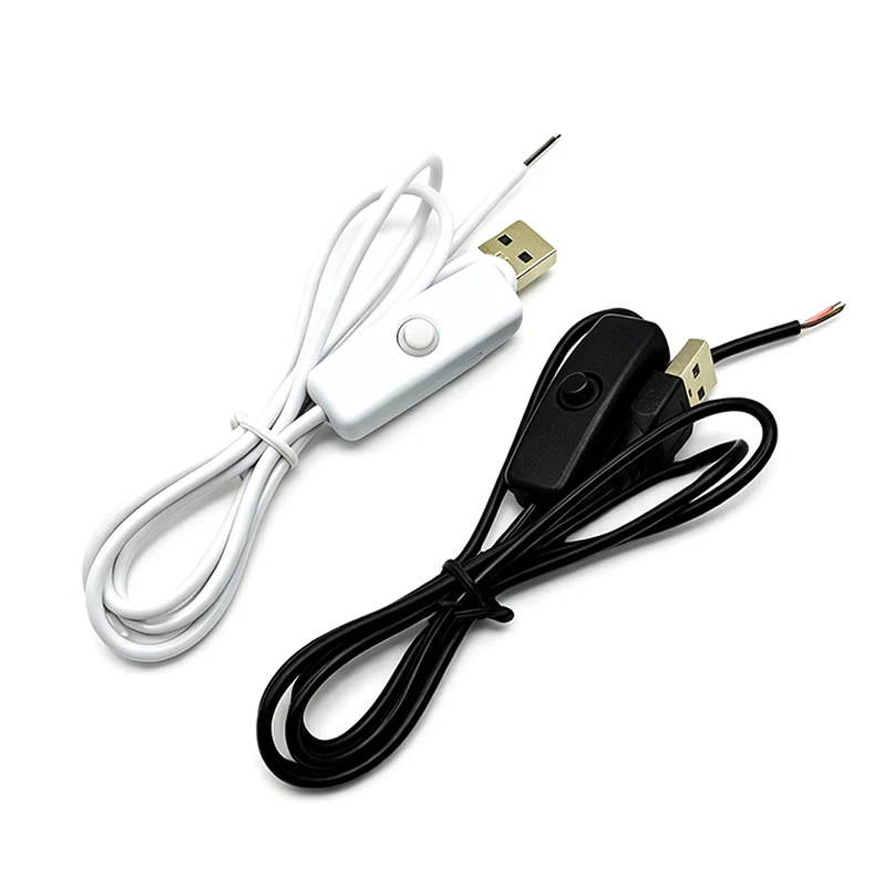 1.5M USB Connector Cable Extension 2 pin Power Supply Wire on/off Switch Electrical 5V Wire Black/ White For LED Lighting DIY