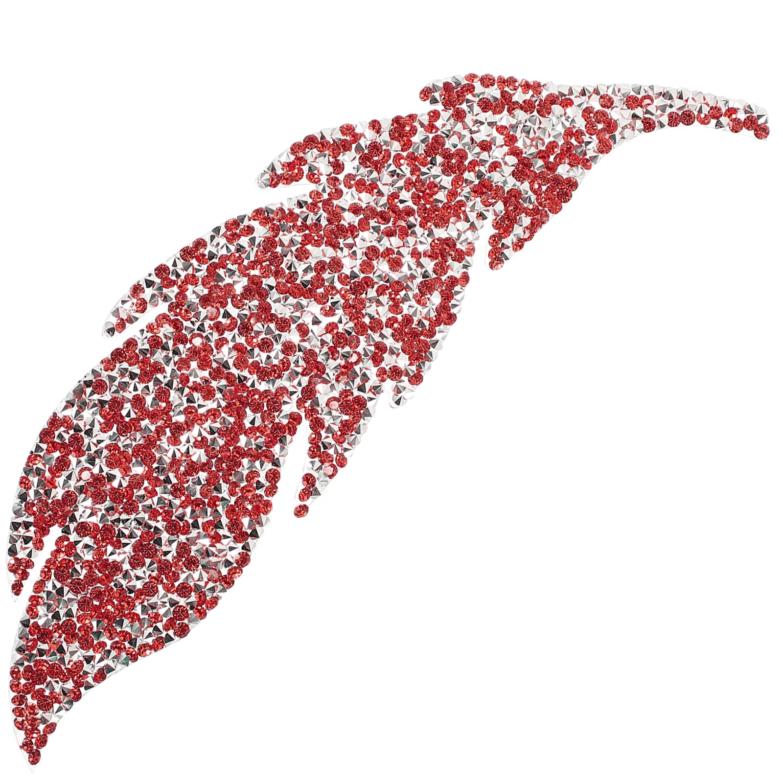 Rhinestones for Clothes Leaf Ironing Stickers Clothing Accessories Red Resin Patch Clear