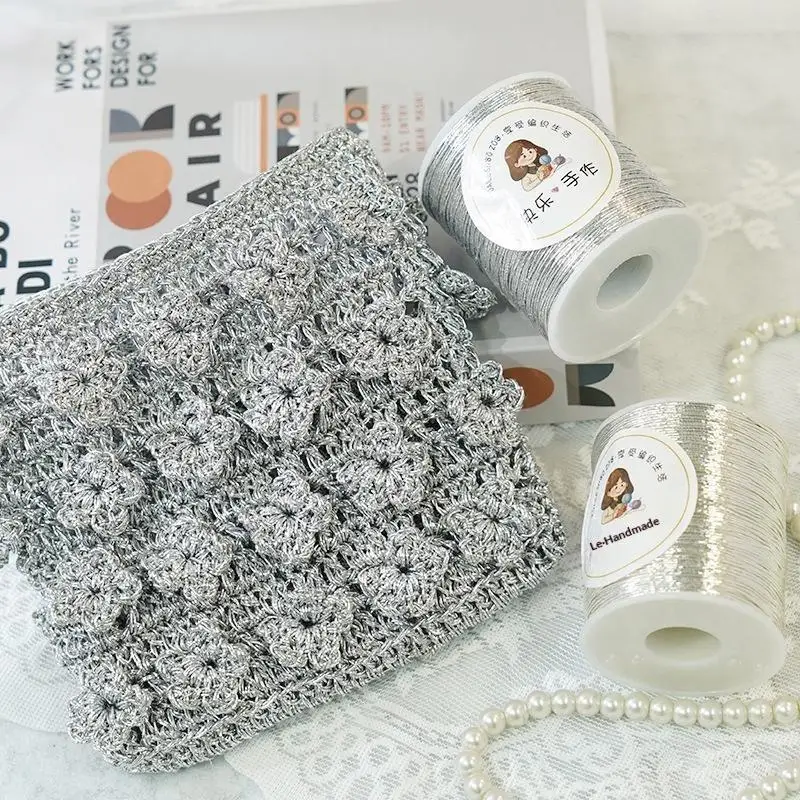 Luxury Silver Thread 1mm Sparkling DIY Handmade: Handbag Crochet Line Weaving Fragile Craft
