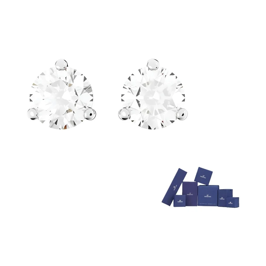 

Swarovski Solitaire Cubic Zirconia Faux Crystal, Rhodium Plated Earrings Women's White 5633844