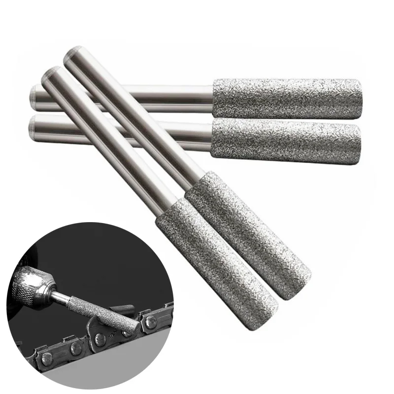 Ouro e Prata Diamante Revestido Chainsaw Sharpener Cilíndrico Burr 45.5 mm Stone File Chain Sharpening Carving Grinding Power