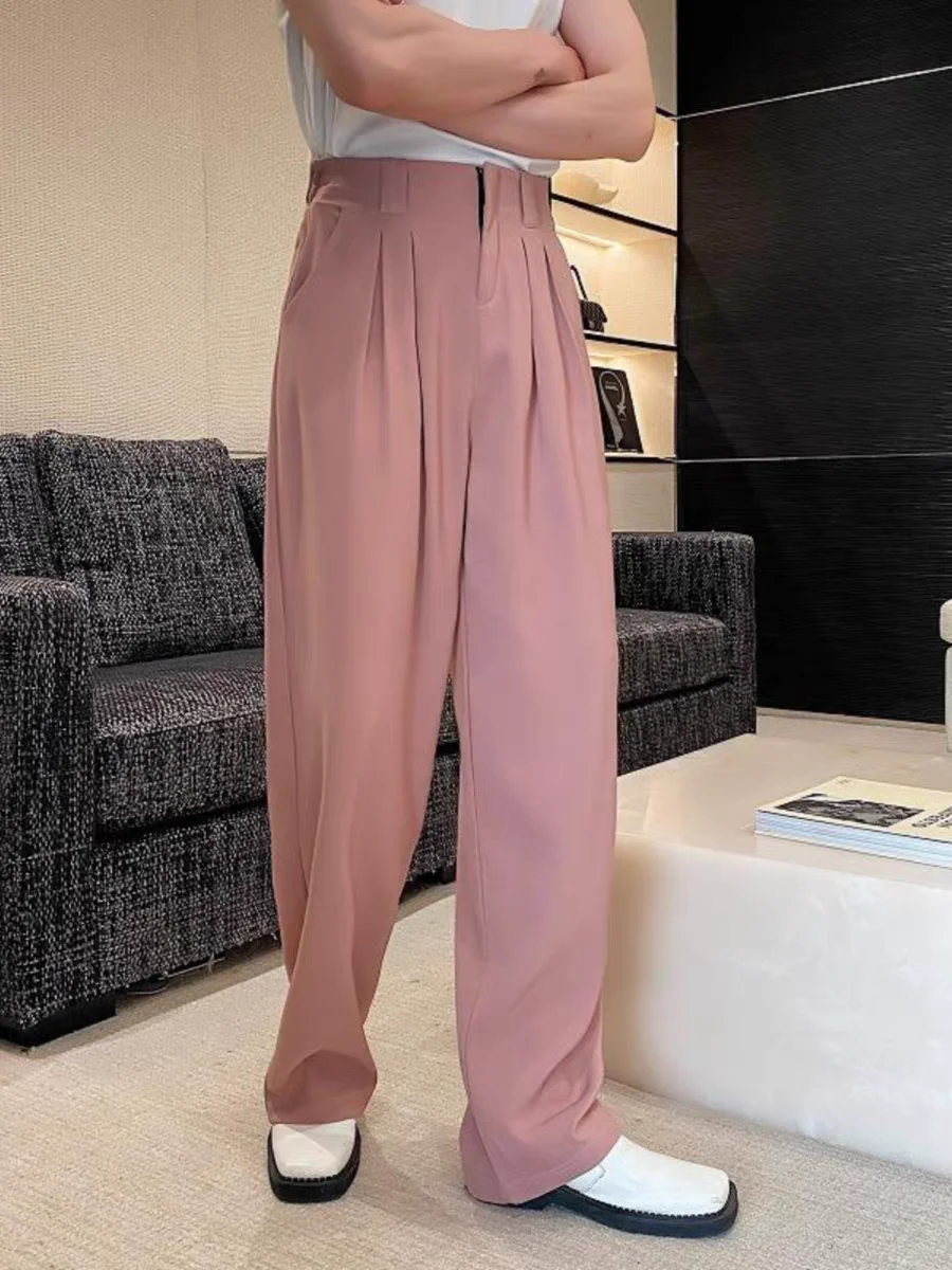 

Casual Wide Leg Pants With A Sense of Drape Men's Pants in Solid Color Korean Version Western-style Pants Versatile Trousers