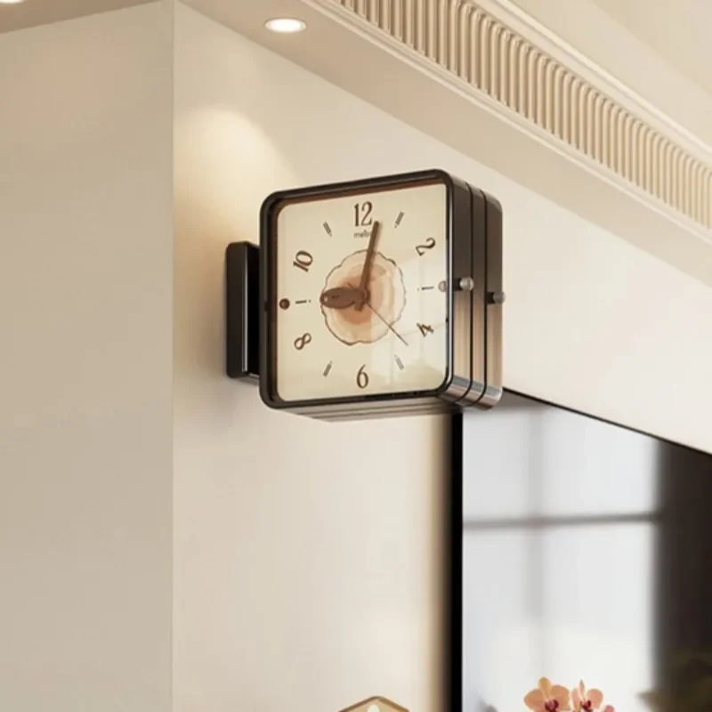 Double Sided Wall Clock Decorative Wall Watch Silent Elegant Modern Large Clocks Minimalist Luxury Aesthetic Living Room Watches
