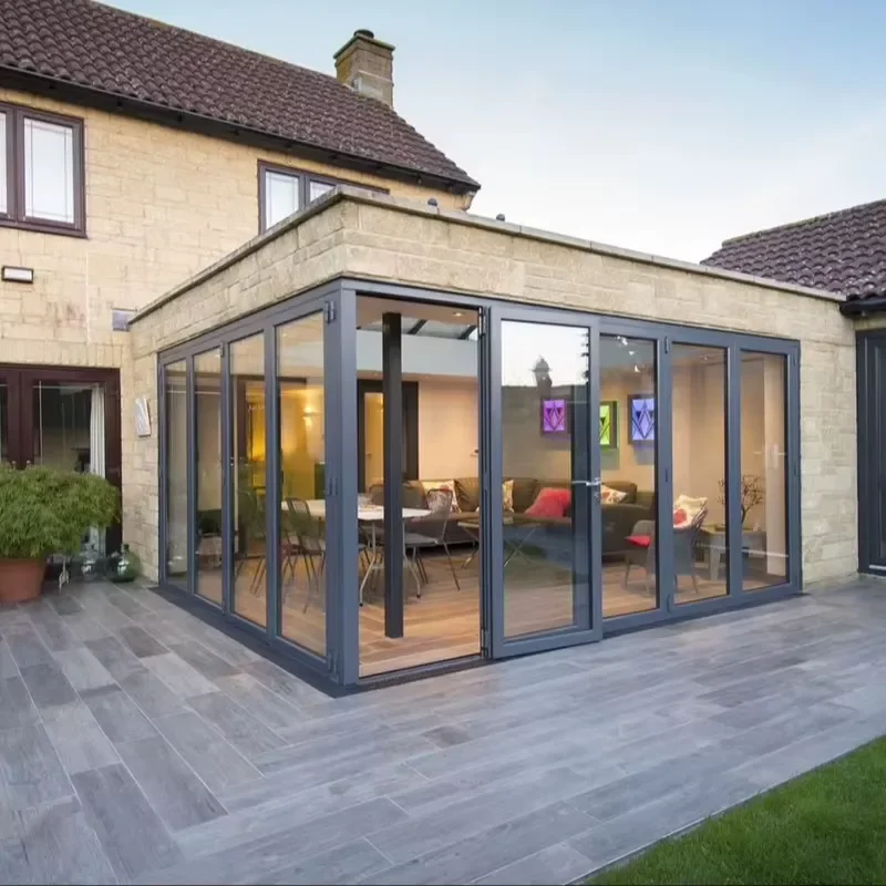 Aluminium Alloy Bi-Folding Patio Door Grill Design External Metal Partition Folding Doors for Outdoor Villa Use Foldable