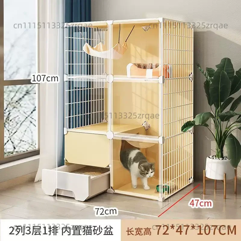 Cat Cages Home Indoor Cat Litter Box Integrated Cat Villa Pet Super Large Free Space Pet Products House Toilet E