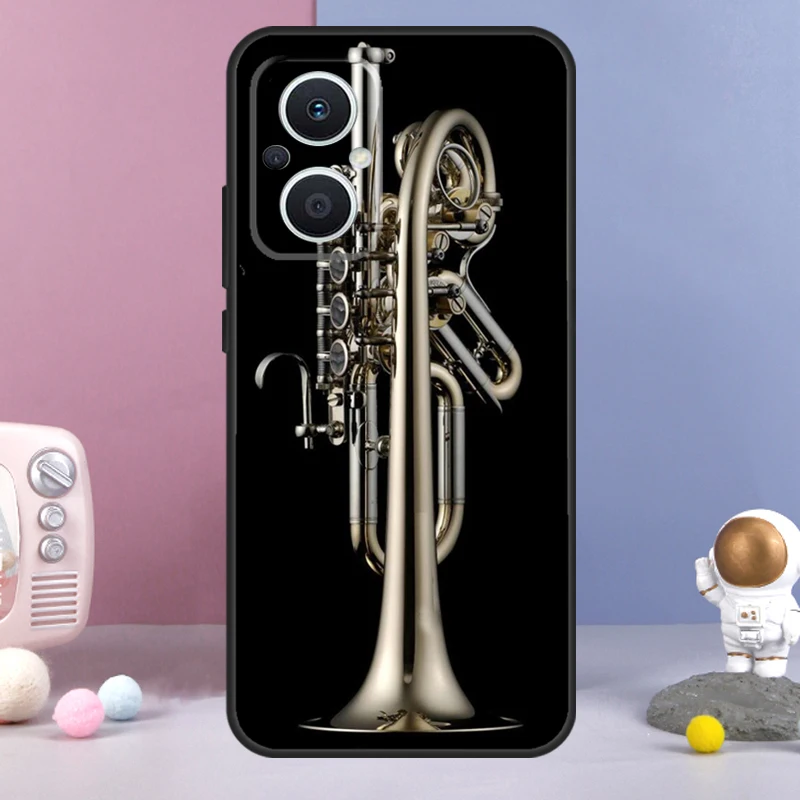 Piccolo Trumpet Brass Instruments Cover For OPPO Reno 8 Lite 4 5 6 7 10 Pro 8T 2Z 5Z 4Z OPPO Find X6 Pro X5 X2 X3 Lite Case