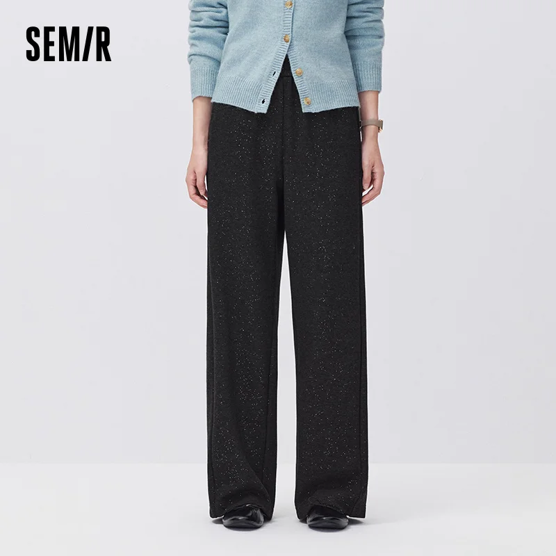 Semir Women Casual Pants Metallic Detail Modern Style Wide Leg 2026 New Winter Daily Wear Urban Casual Style Everyday Wardrobe